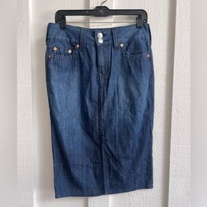 True Religion Midi Denim Skirt